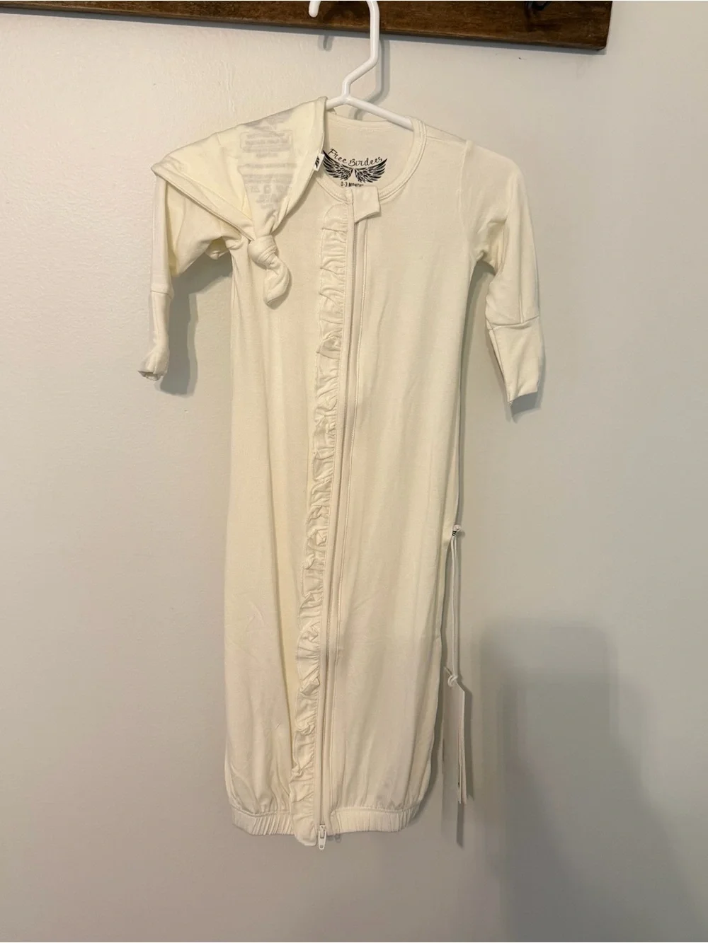 Free Birdees Bamboo Ruffle Convertible Gown 0-3 Months Ivory